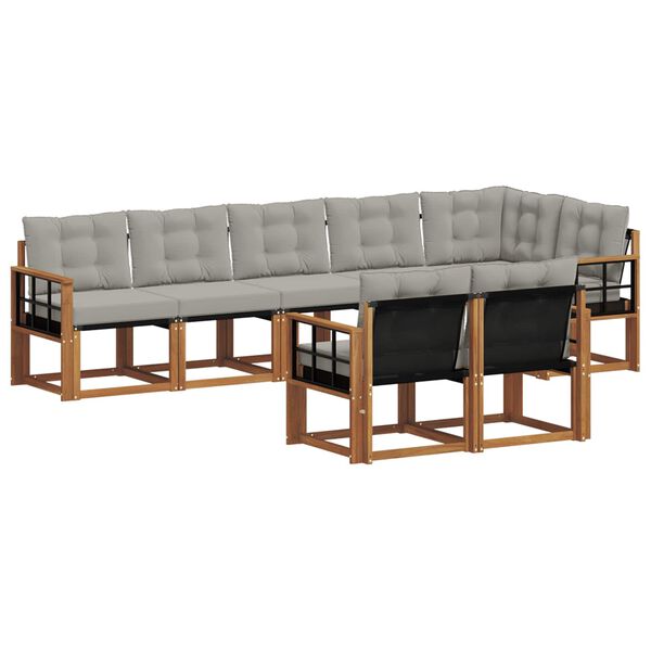 vidaXL Ensemble de canap&eacute;s d'ext&eacute;rieur 8 pcs Gris Naturel et Clair