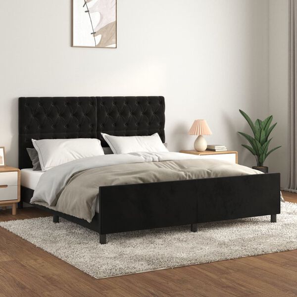 vidaXL Cadre de lit sans matelas noir 160x200 cm velours