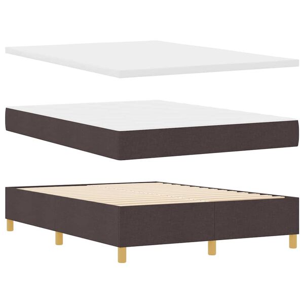 vidaXL Lit &agrave; ressorts avec matelas Marron fonc&eacute; 140 x 190 cm tissu