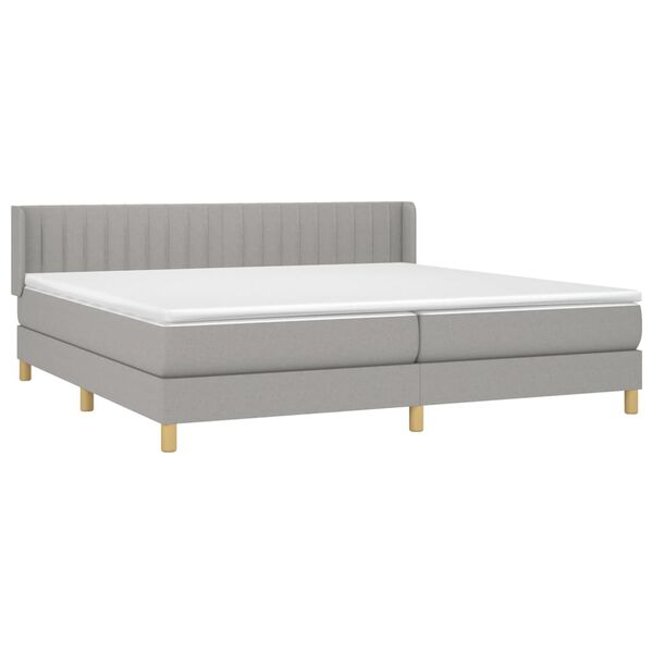 vidaXL Sommier &agrave; lattes de lit avec matelas Gris clair 200x200cm Tissu