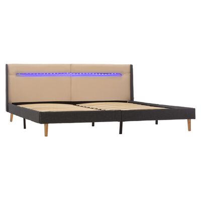 vidaXL Cadre de lit avec LED Crème Tissu 160x200 cm