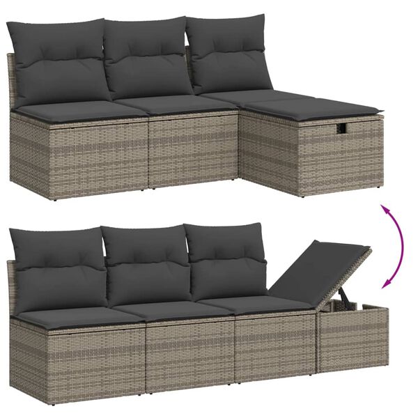 vidaXL Salon de jardin avec coussins 7 pcs gris r&eacute;sine tress&eacute;e