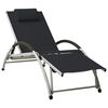 vidaXL Chaise longue avec oreiller textil&egrave;ne noir