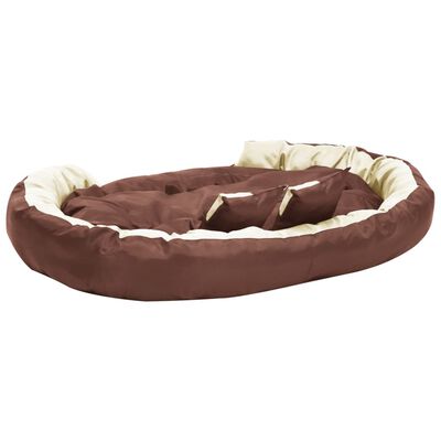vidaXL Coussin réversible lavable de chien Marron/crème 150x120x25 cm