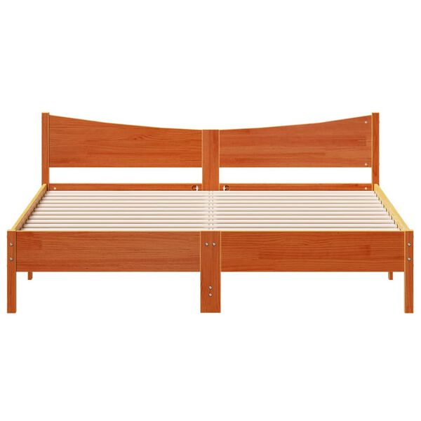 vidaXL Cadre de lit sans matelas cire marron 200x200cm bois pin massif