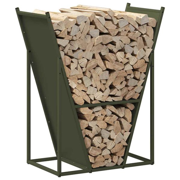 vidaXL Portant de bois chauffage vert olive 69,5x35x81 cm