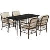 vidaXL Ensemble &agrave; manger de jardin 5 pcs et coussins marron poly rotin
