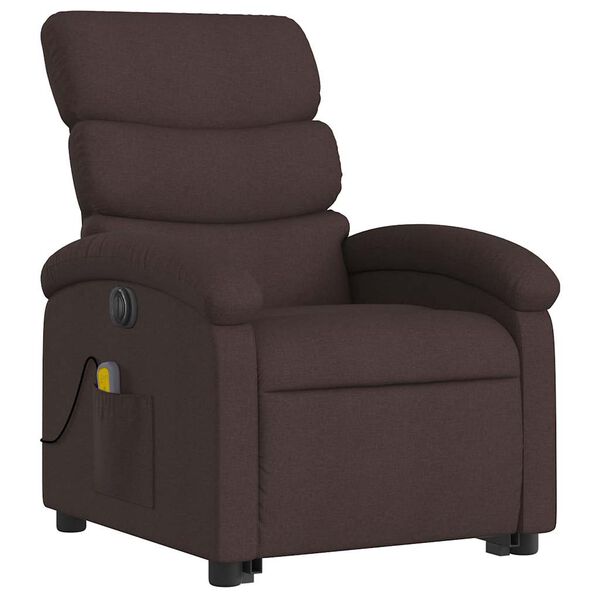 vidaXL Fauteuil inclinable de massage électrique Marron foncé Tissu