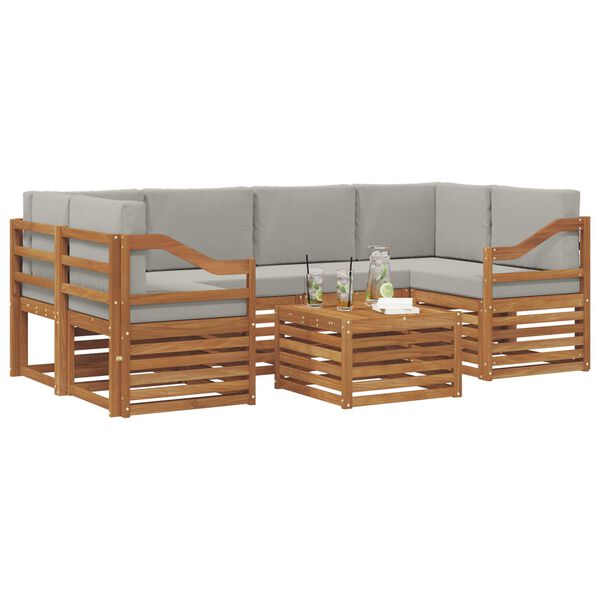 vidaXL Ensembles de canap&eacute;s avec coussin 7 pcs Gris Naturel et Clair