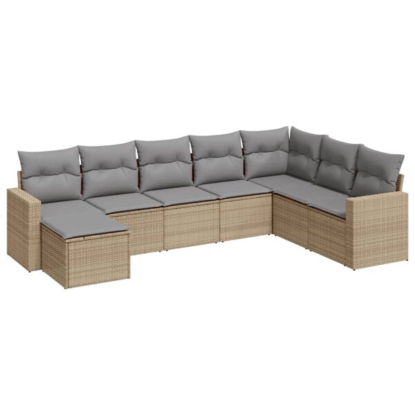 vidaXL Salon de jardin avec coussins 8 pcs beige r&eacute;sine tress&eacute;e