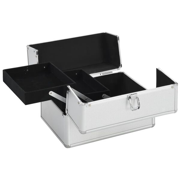 vidaXL Mallette &agrave; maquillage 22x30x21 cm Argent&eacute; Aluminium