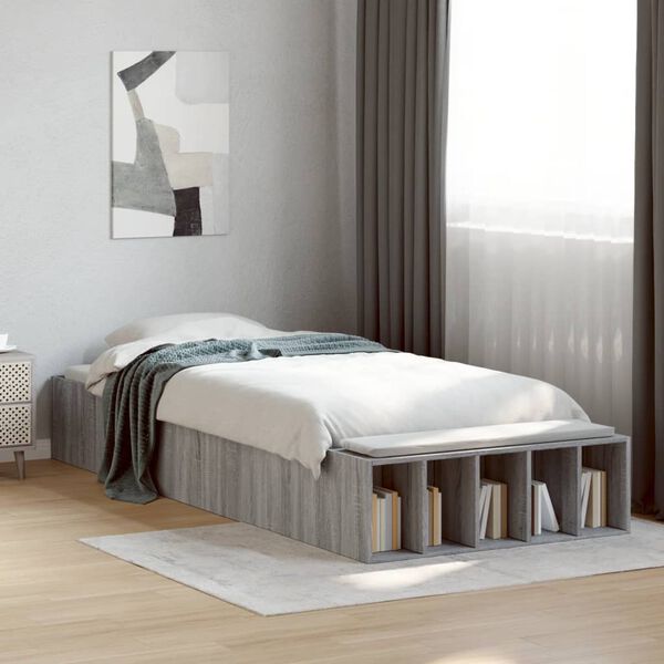 vidaXL Cadre de lit sans matelas sonoma gris 100x200 cm