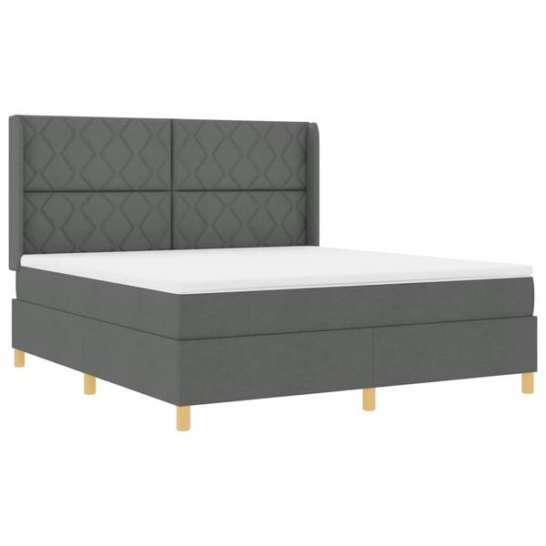 vidaXL Lit &agrave; ressorts avec matelas Gris 180 x 200 cm tissu