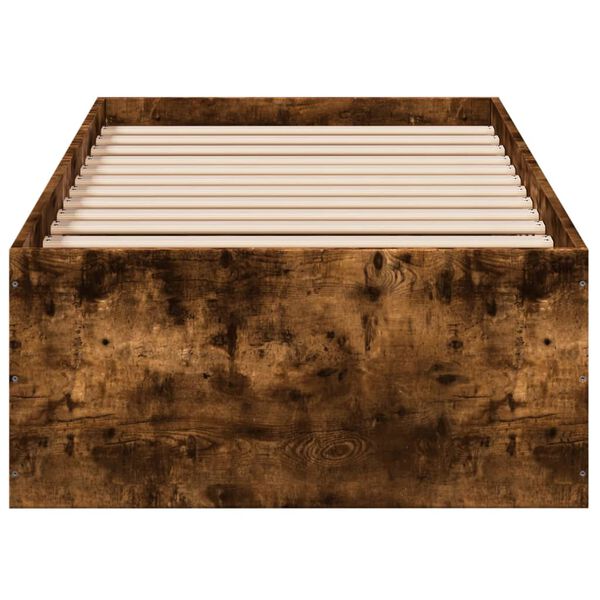 vidaXL Cadre de lit sans matelas ch&ecirc;ne fum&eacute; 75x190cm bois d'ing&eacute;nierie