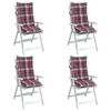 vidaXL Coussins de chaise &agrave; dossier haut lot de 4 motif carreaux rouge