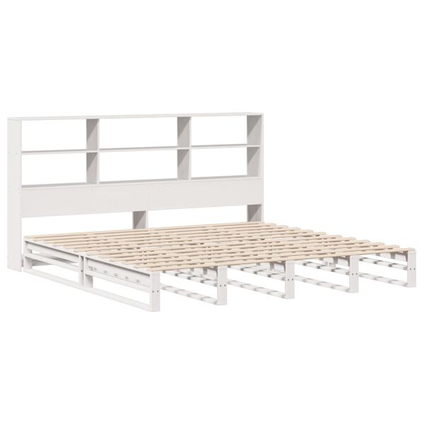 vidaXL Lit biblioth&egrave;que sans matelas blanc 180x200 cm bois massif