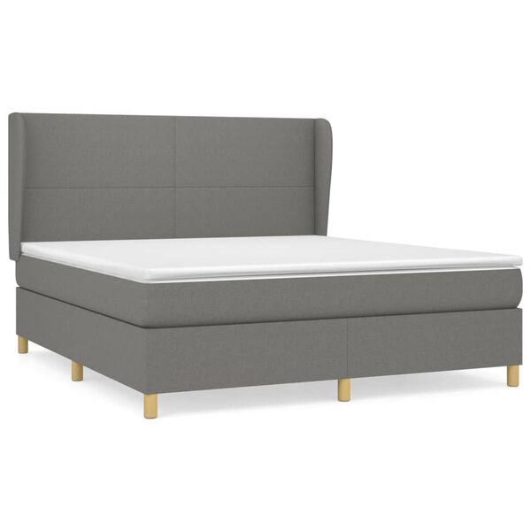 vidaXL Sommier &agrave; lattes de lit avec matelas Gris fonc&eacute; 160x200cm Tissu