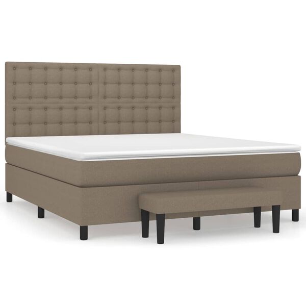 vidaXL Sommier &agrave; lattes de lit avec matelas Taupe 160x200 cm Tissu