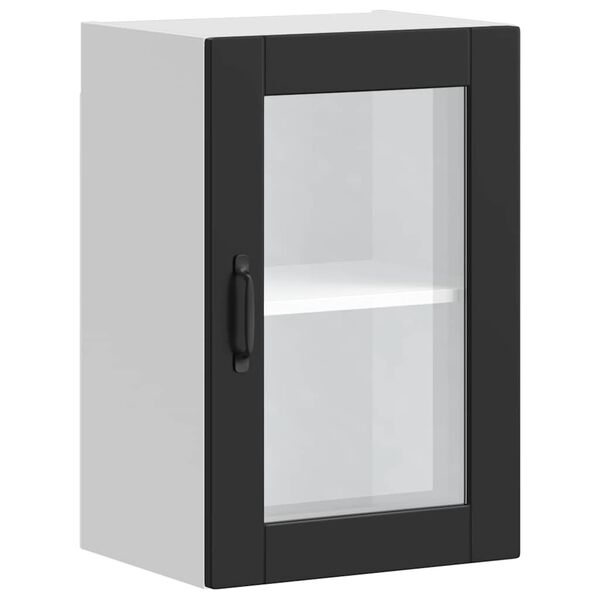 vidaXL Armoire murale de cuisine avec porte en verre Porto noir