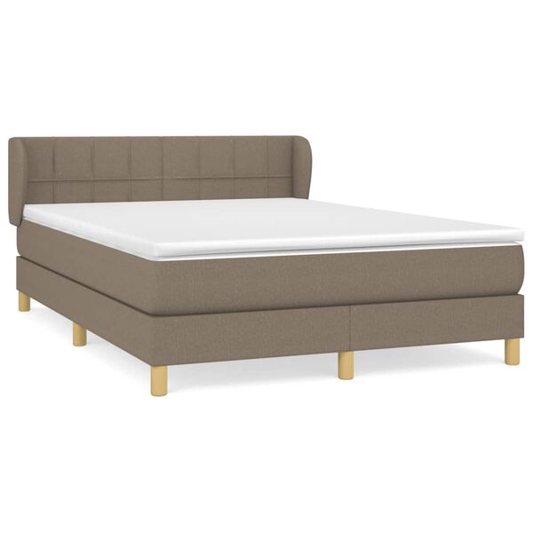 vidaXL Sommier &agrave; lattes de lit avec matelas Taupe 140x190 cm Tissu