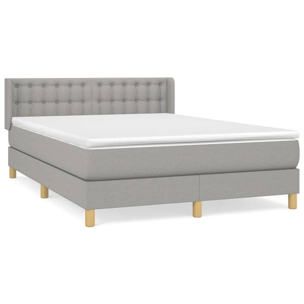 vidaXL Sommier &agrave; lattes de lit avec matelas Gris clair 140x190cm Tissu