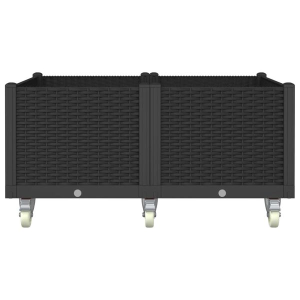 vidaXL Jardinière à roulettes noir 100x80x54 cm PP