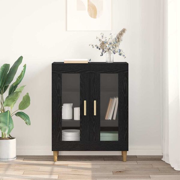 vidaXL Buffet Ch&ecirc;ne noir 69,5 x 34 x 90 cm Bois d'ing&eacute;nierie