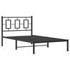 vidaXL Cadre de lit m&eacute;tal sans matelas avec t&ecirc;te de lit noir 100x190cm