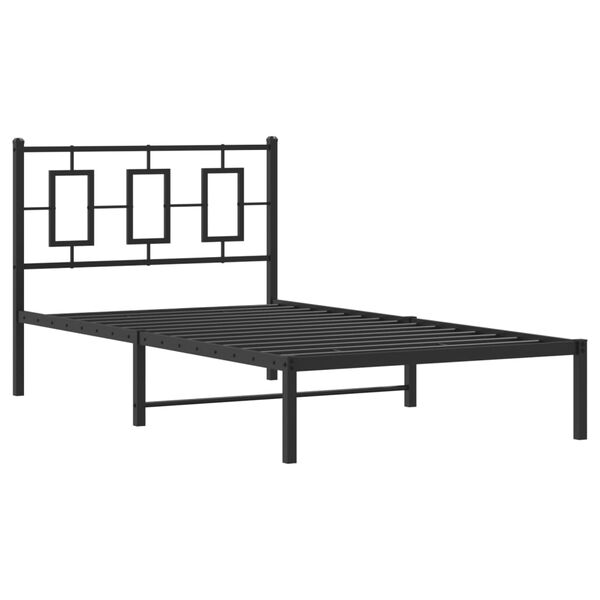 vidaXL Cadre de lit m&eacute;tal sans matelas avec t&ecirc;te de lit noir 100x190cm