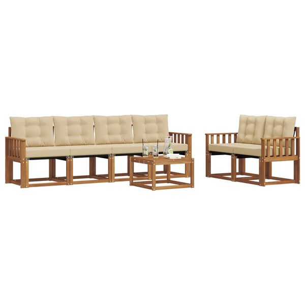 vidaXL Ensemble de canap&eacute;s d'ext&eacute;rieur 7 pcs Naturel et Beige