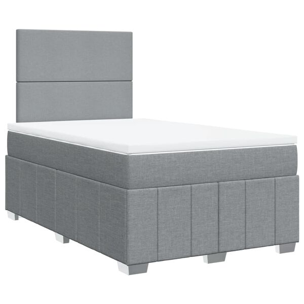 vidaXL Sommier &agrave; lattes de lit et matelas gris clair 120x190 cm tissu