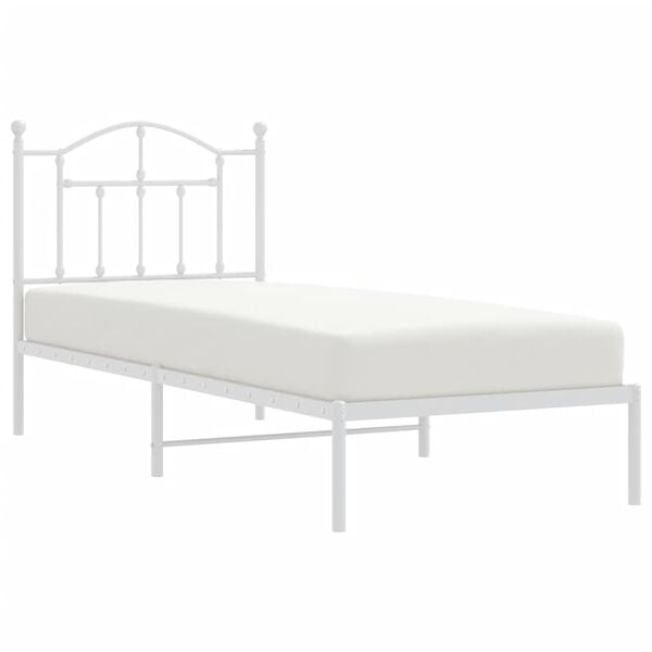 vidaXL Cadre de lit m&eacute;tal sans matelas avec t&ecirc;te de lit blanc 80x200cm