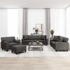 vidaXL Ensemble de canap&eacute;s 4 pcs oreillers et coussins Gris Similicuir