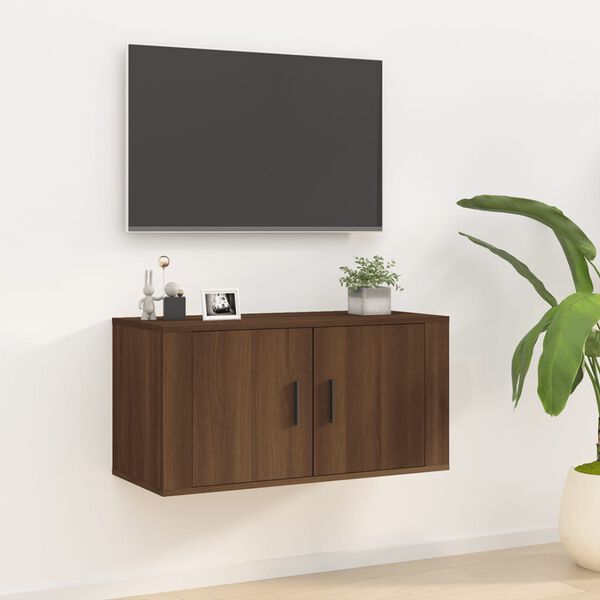 vidaXL Meuble TV mural Ch&ecirc;ne marron 80x34,5x40 cm