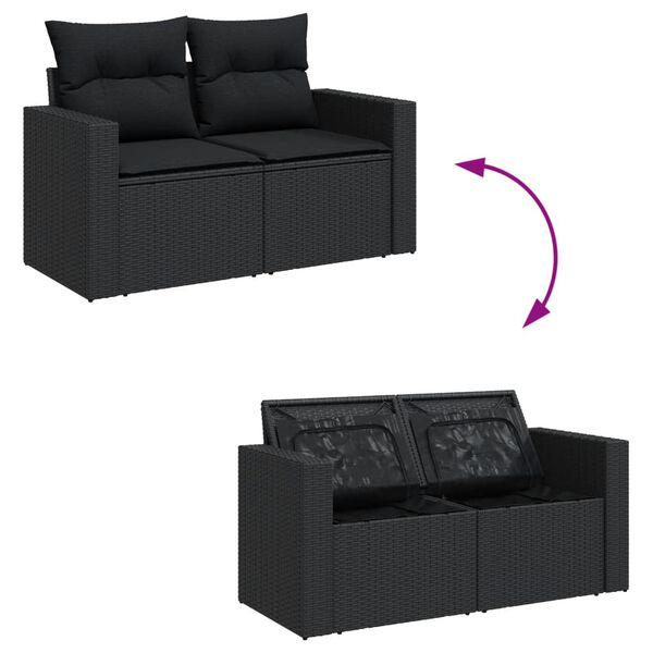 vidaXL Salon de jardin avec coussins 13 pcs noir r&eacute;sine tress&eacute;e