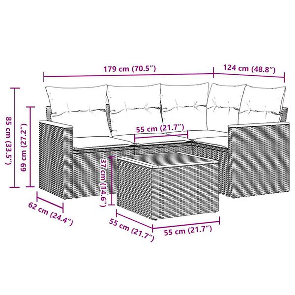 vidaXL Salon de jardin 5 pcs avec coussins noir r&eacute;sine tress&eacute;e