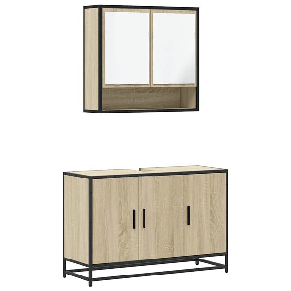 vidaXL Ensemble de meubles de salle de bain 2 pcs ch&ecirc;ne sonoma