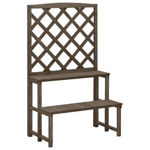 vidaXL Support de plantes et treillis Gris 70x42x115 cm Bois de sapin