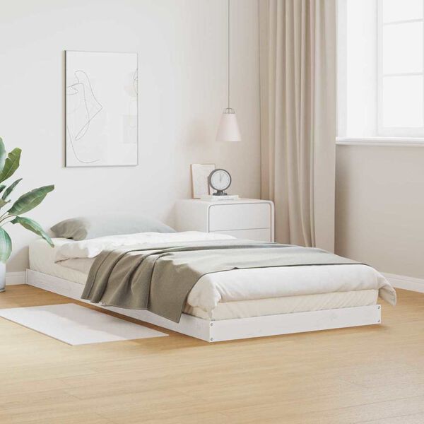 vidaXL Cadre de lit surélevé Blanc 213.5 x 104 x 9 cm Pin massif