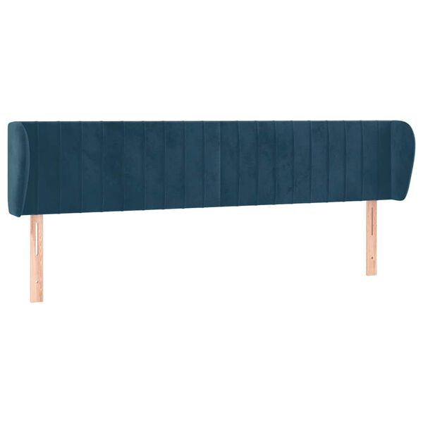 vidaXL T&ecirc;te de lit avec oreilles Bleu fonc&eacute; 203x23x78/88 cm Velours