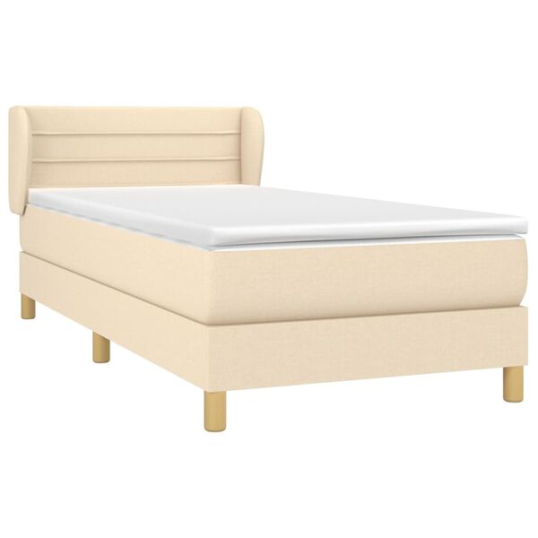 vidaXL Sommier &agrave; lattes de lit avec matelas Cr&egrave;me 100x200 cm Tissu