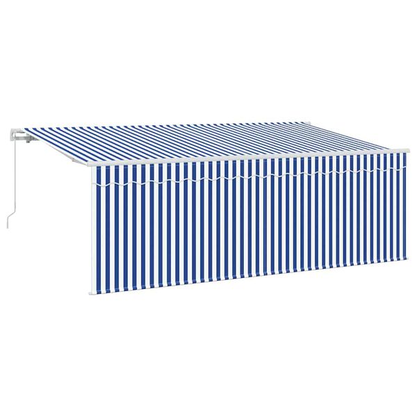 vidaXL Auvent R&eacute;tractable Ray&eacute; Bleu 350 x 200 cm tissu