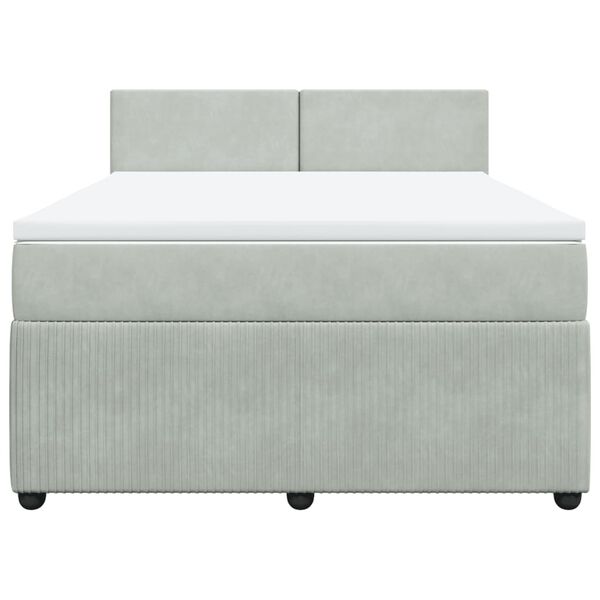 vidaXL Sommier &agrave; lattes de lit et matelas Gris clair 140x190cm Velours