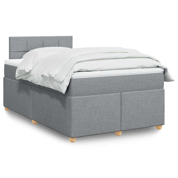 vidaXL Sommier &agrave; lattes de lit et matelas gris clair 120x190 cm tissu