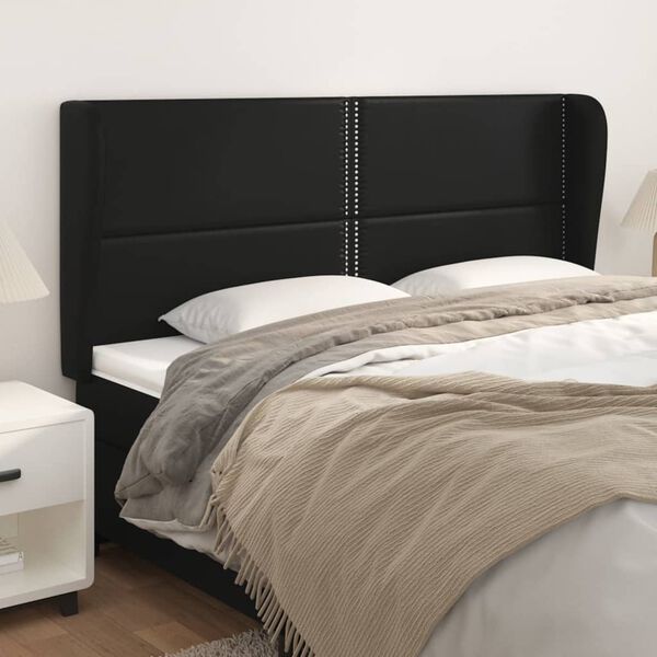 vidaXL T&ecirc;te de lit avec oreilles Noir 183x23x118/128 cm Similicuir