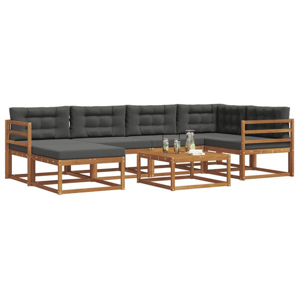 vidaXL Ensemble de canap&eacute;s d'ext&eacute;rieur 7 pcs Naturel et Anthracite