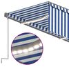 vidaXL Auvent automatique store LED capteur de vent 3x2,5 m Bleu/blanc