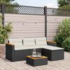 vidaXL Salon de jardin 3 pcs avec coussins noir r&eacute;sine tress&eacute;e