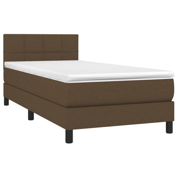 vidaXL Sommier &agrave; lattes de lit et matelas et LED Marron fonc&eacute; 80x200cm
