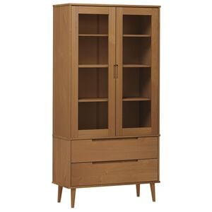 vidaXL Armoire &agrave; vitrine MOLDE Marron 90x35x175 cm Bois de pin massif